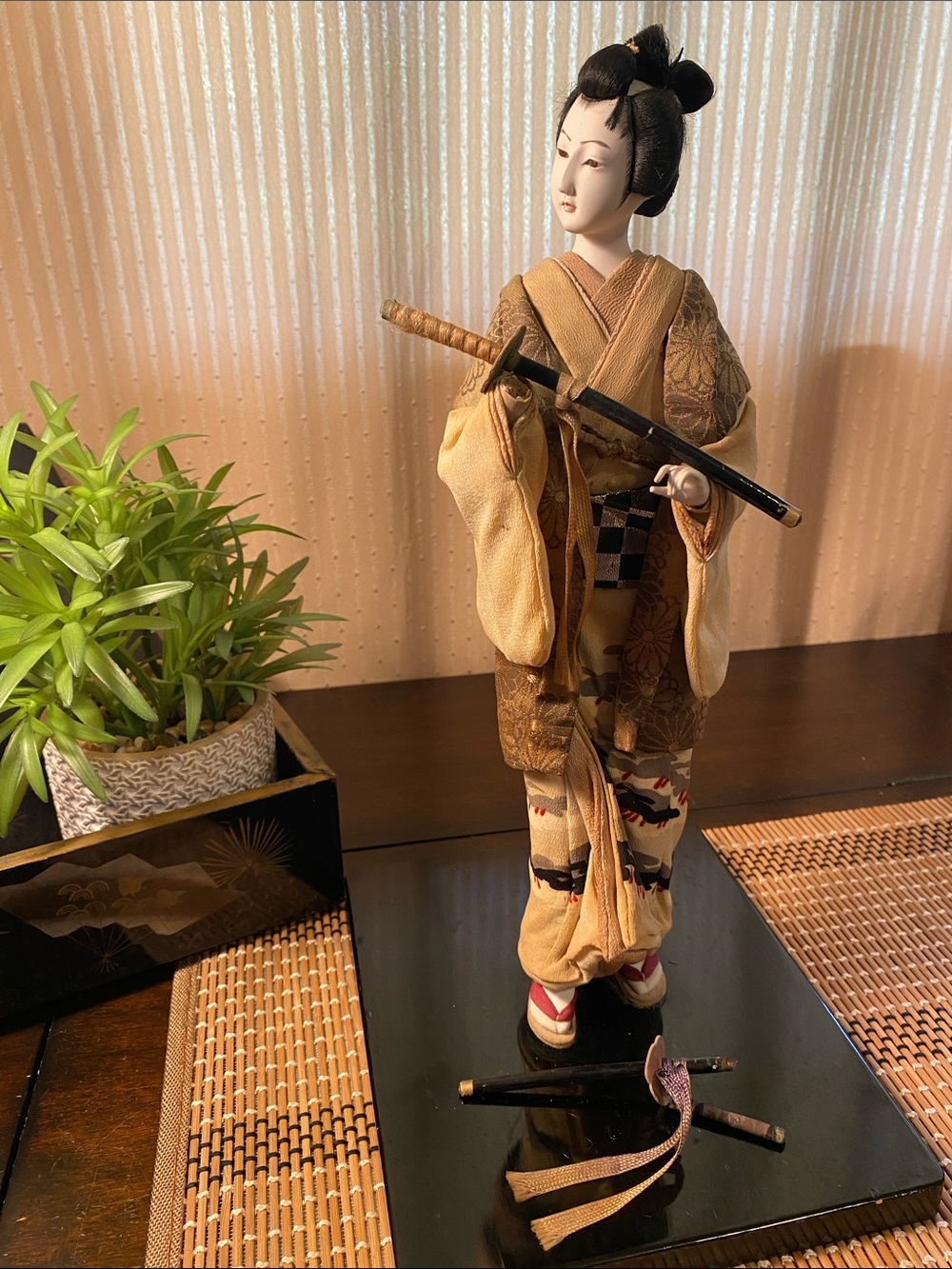 Vintage Kyugetsu Japanese Samurai Doll 13" Tokyo Japan As-Is Restoration